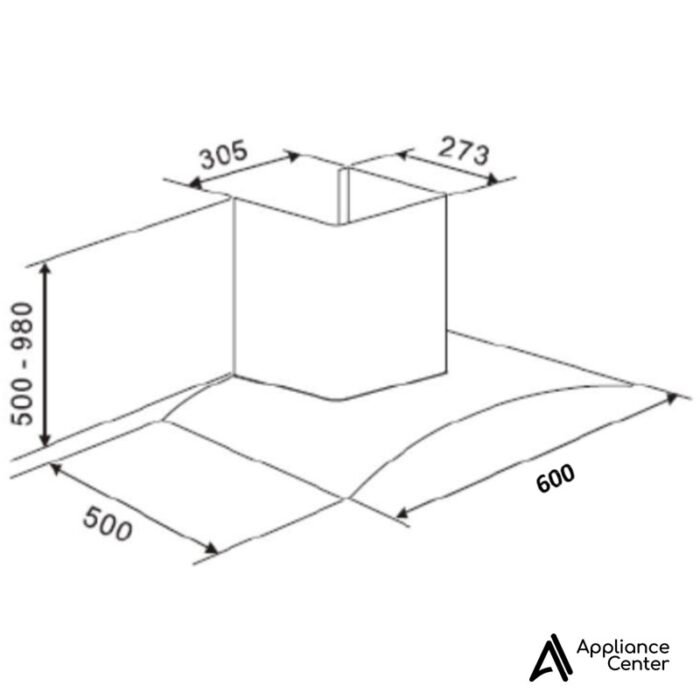 Campana de Pared Vidrio Curvo 3388A200 Airon - Imagen 3