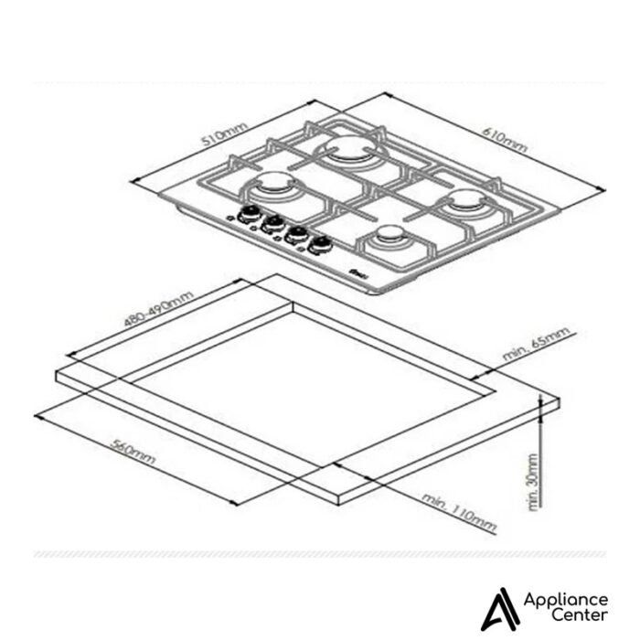Cubierta a Gas 60 cm Airon PFC640C - Imagen 2