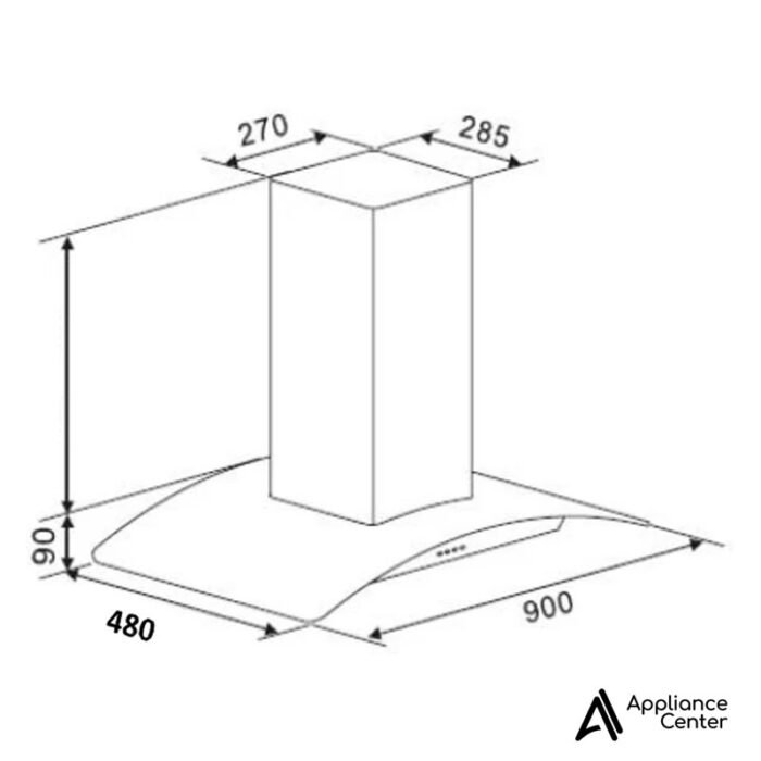 Campana de Pared Vidrio Curvo 3388C290 Airon - Imagen 2