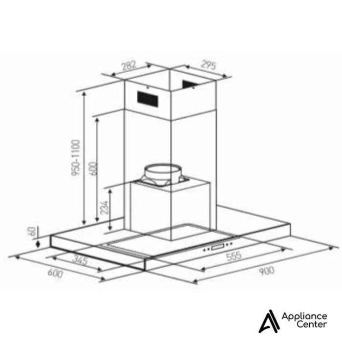 Campana de Isla 90 cm 3488BG290 Airon - Imagen 6