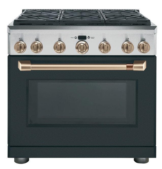 Juego de manija y perilla de bronce cepillado CAFÉ™ de 36" para cocinas Pro y Rangetop GE CAFÉ - CXPR6HKPMBZ - Imagen 4