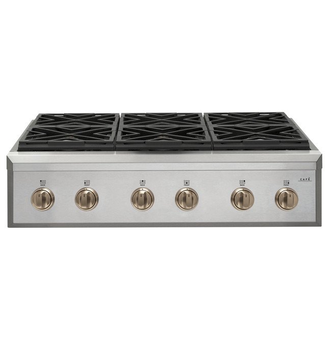 Juego de manija y perilla de bronce cepillado CAFÉ™ de 36" para cocinas Pro y Rangetop GE CAFÉ - CXPR6HKPMBZ - Imagen 2