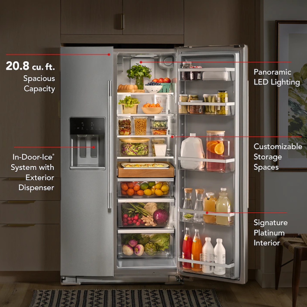 Refrigerador de dos puertas verticales de 20.8 pies cúbicos Kitchenaid - KRSC536RJP - Imagen 3
