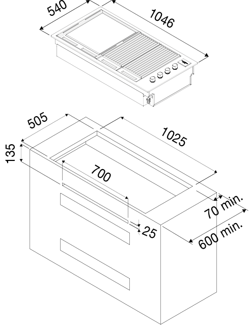 Barbacoa 1000 Black Fulgor Milano - FOBQ1000GMBK - Imagen 5