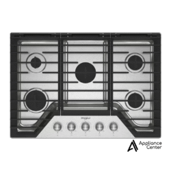 Cubierta a gas de 30 pulgadas con 5 quemadores y rejillas de hierro fundido Whirlpool - WCGK7030PS