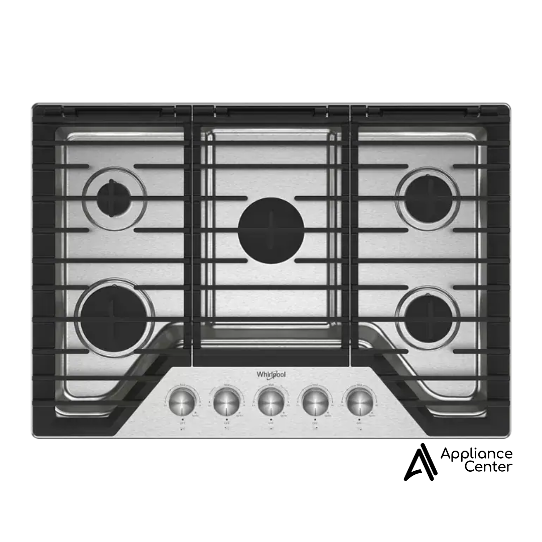 Cubierta a gas de 30 pulgadas con 5 quemadores y rejillas de hierro fundido Whirlpool - WCGK7030PS