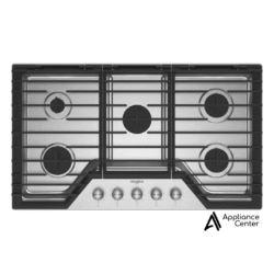 a gas de 36 pulgadas con 5 quemadores y rejillas de hierro fundido Whirlpool - WCGK7036PS