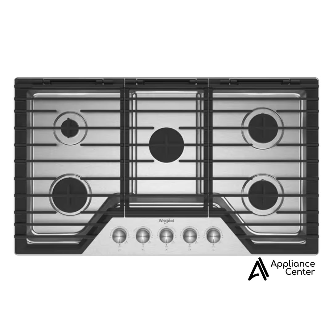 a gas de 36 pulgadas con 5 quemadores y rejillas de hierro fundido Whirlpool - WCGK7036PS