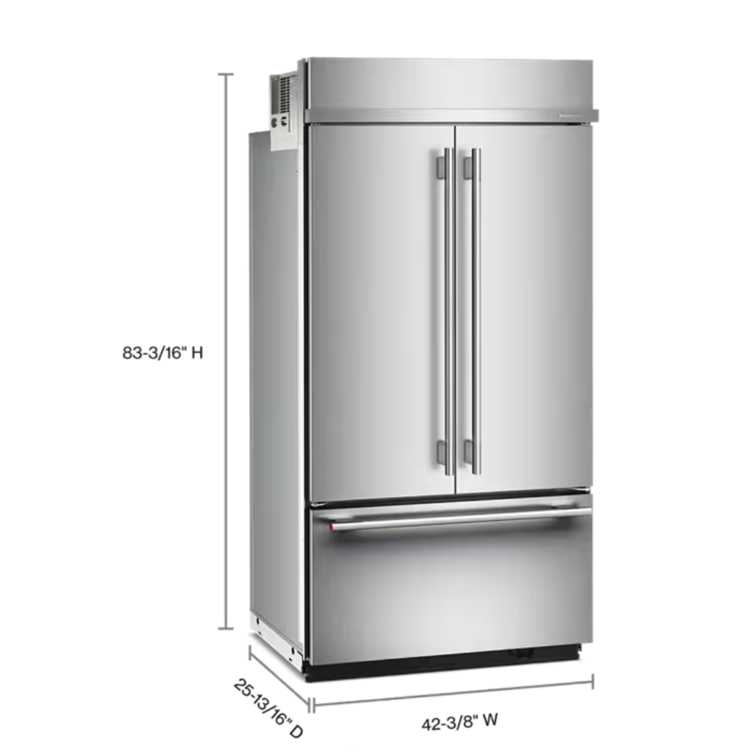 Refrigerador empotrado de 24.2 pies cúbicos y 42 pulgadas con puerta francesa Kitchenaid - KBFN542SPS - Imagen 3