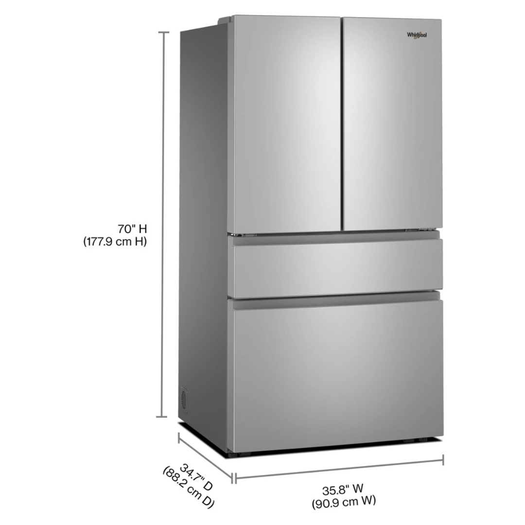 Refrigerador Whirlpool® de 30 pies cúbicos con puerta francesa y capacidad familiar, con cajón de temperatura flexible Whirlpool - WRMF3336SZ - Imagen 4