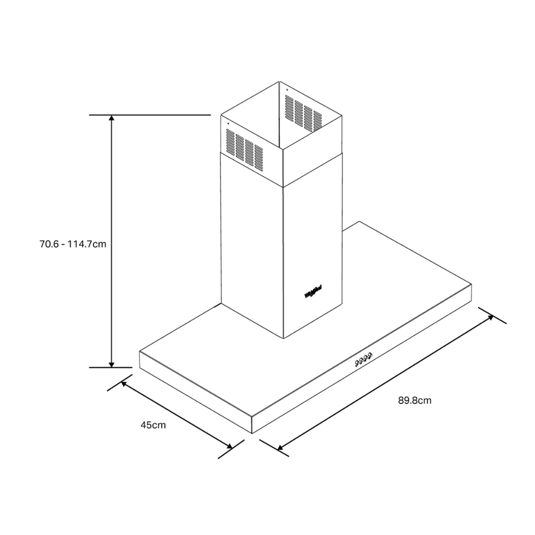 Campana de pared 90cm Acero Inoxidable Whirlpool - WHW9010S - Imagen 4